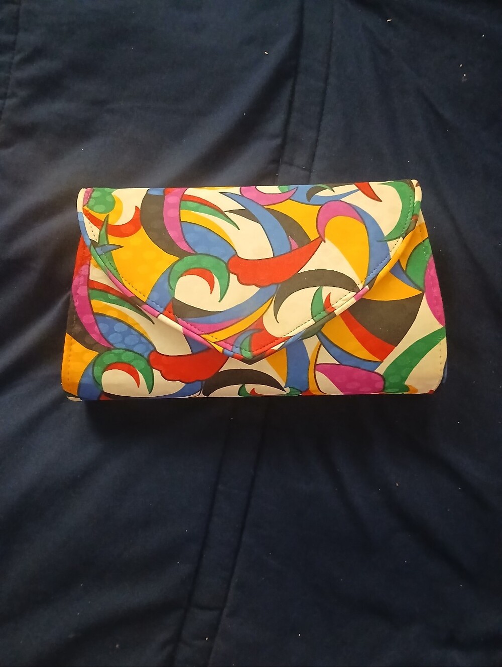 Vintage 1980s Life Stride Multicolored Envelope Clutch Post Modern,Colorful